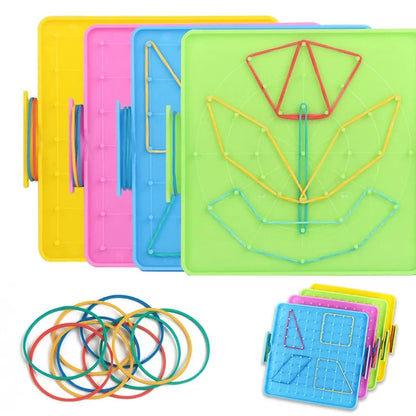 Montessori Baby Creative Toy Graphics Rubber Tie Nail Boards Childhood Geometry Education Preschool Kids Puzzle Game Toy 14cm