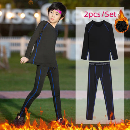 Kids Fitness Tracksuits Youth Warm Pants Tops Underwear Tight Sports Clothes for Boys Compression Running Basketball Sportswear