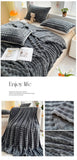 1 Pc Luxury Faux Rabbit Fur Throw Blanket Soft Warm White Striped Fluffy Blankets for Sofa Office Naps Single Double Plush Plaid