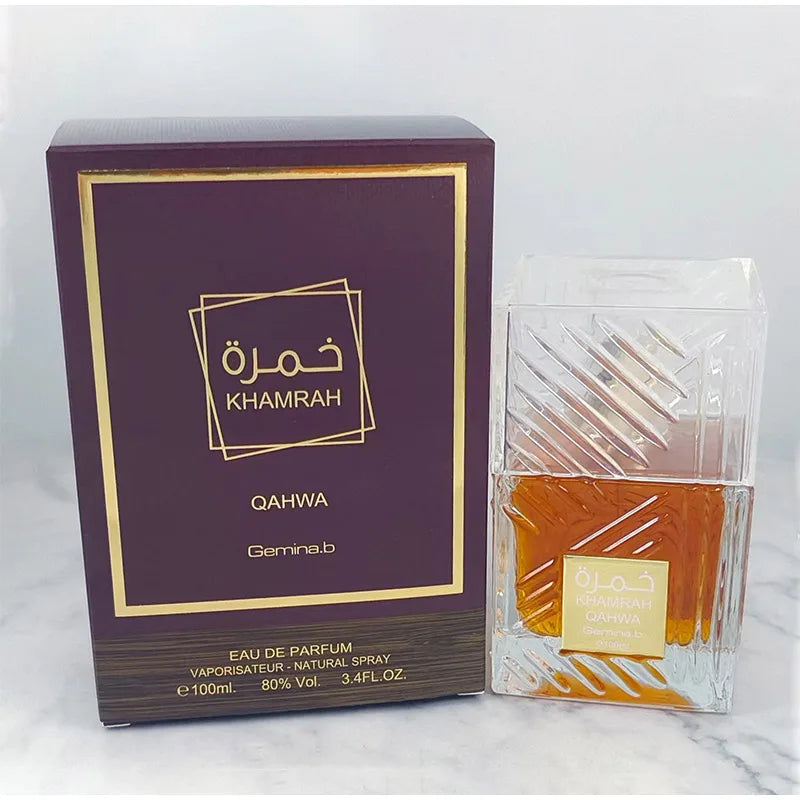 Khamrah Perfume Eau De Toilette Gift Box 100ml Unisex Arabian Oud Scent Gourmand Fragrance Long Lasting Perfume For Unisex