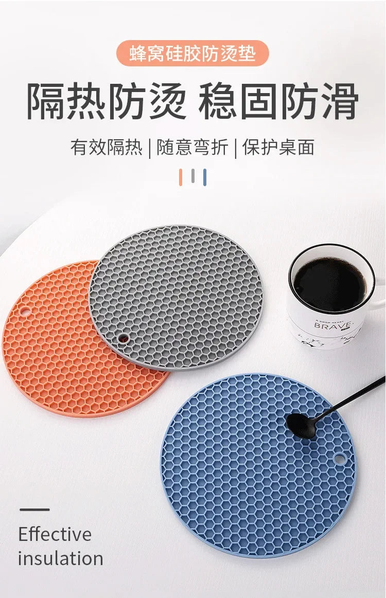 xgnvpy Silicone Mat Coaster Food Grade Non-slip Placemat Table Protection Kitchen Accessory Gadget Round Cup Mat