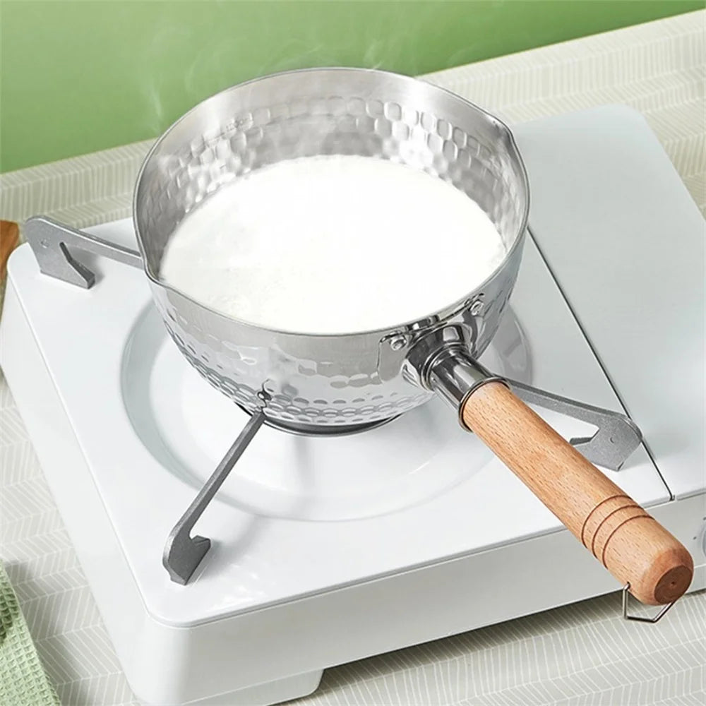 Stainless Steel Yukihira Pan Traditional Japanese Saucepan with Wooden Handle