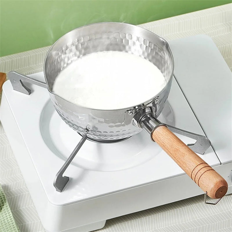 Stainless Steel Yukihira Pan Traditional Japanese Saucepan with Wooden Handle