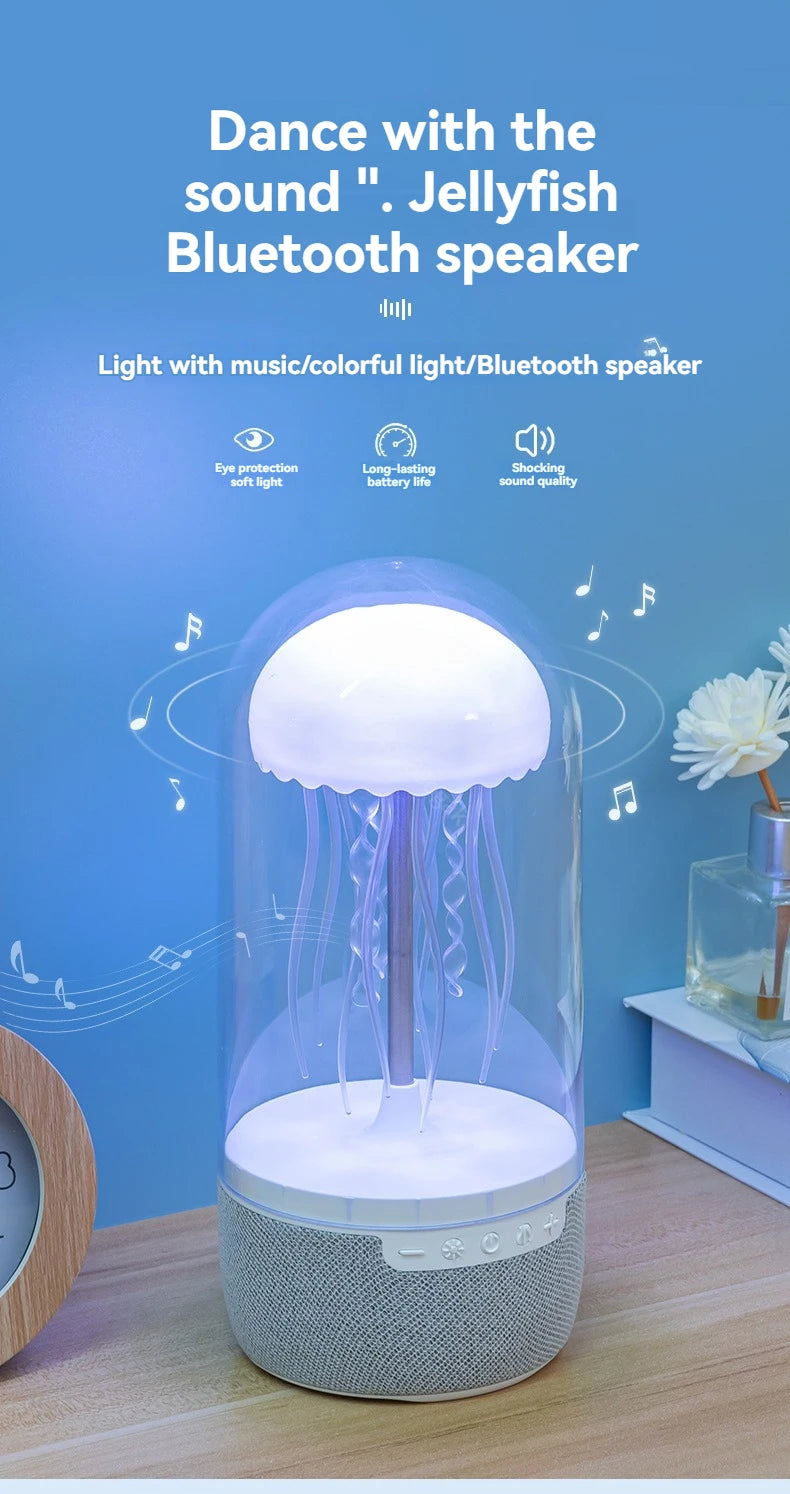 Creative Colorful Jellyfish Lamp Bluetooth Speaker HiFi Stereo 1800mAh Sports Jellyfish Speaker with Lights for Home Office