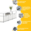 Modern Modular Low TV Cabinet｜3-Tier Sideboard with Drop Doors｜Steel Frame Storage Bench Unit | Minimalist Low Media Console