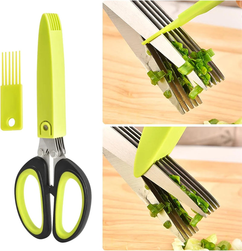 Multilayer Scissors Kitchen Scissors 5 Blades Stainless Steel Onion Cutter Seaweed Spice Herb Chives For Cutting Spices Cooking