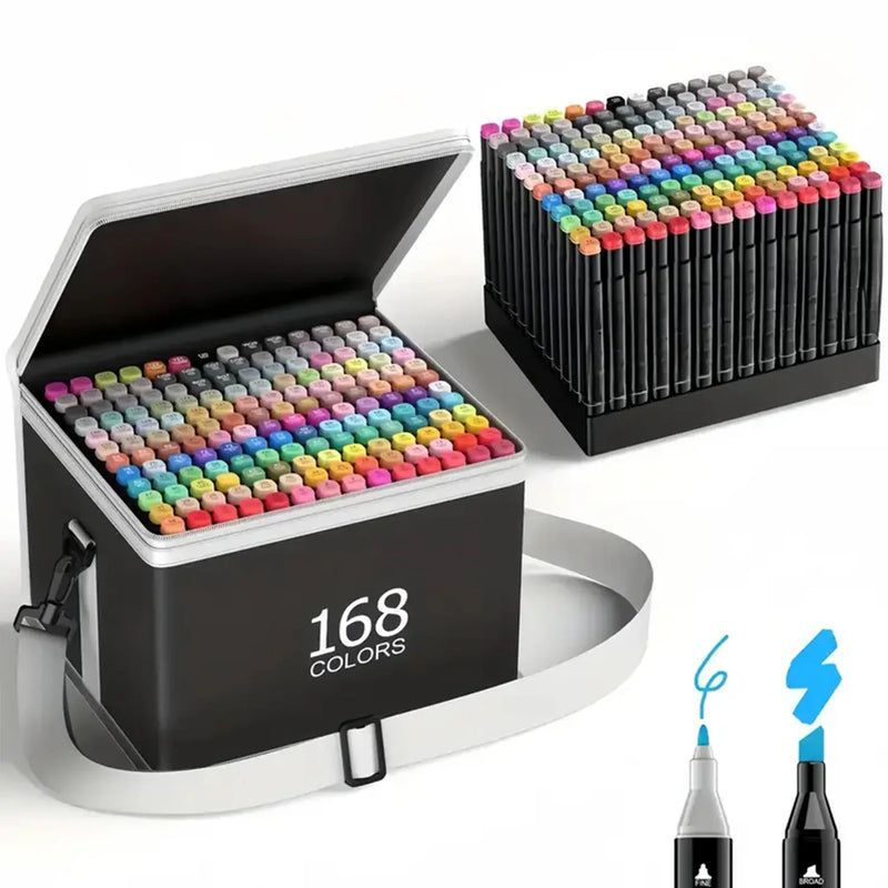 24/36/48/60/80/120/168 Colors Double Tip Permanent Art Marker pens for Drawing Painting Sketching Comics Design School Supplies