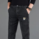 Fashion Print Six-Pocket Jeans Small Straight Cut Style Men's Casual Comfortable Fit Clothing