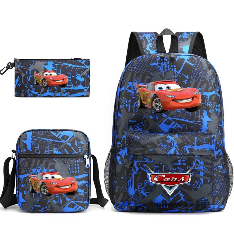 3pcs Disney Pixar Cars Lightning McQueen Students Backpacks Schoolbags Pencil Case Shoulder Bags Boys Girls School Bags Sets