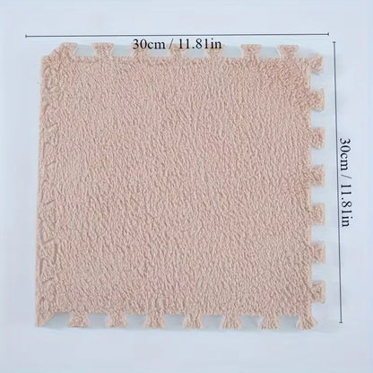 Soft Plush Puzzle Mat BPA-free Interlocking Foam Living Room Rug Warm Non-slip Washable Floor Protector Home Decor Mat