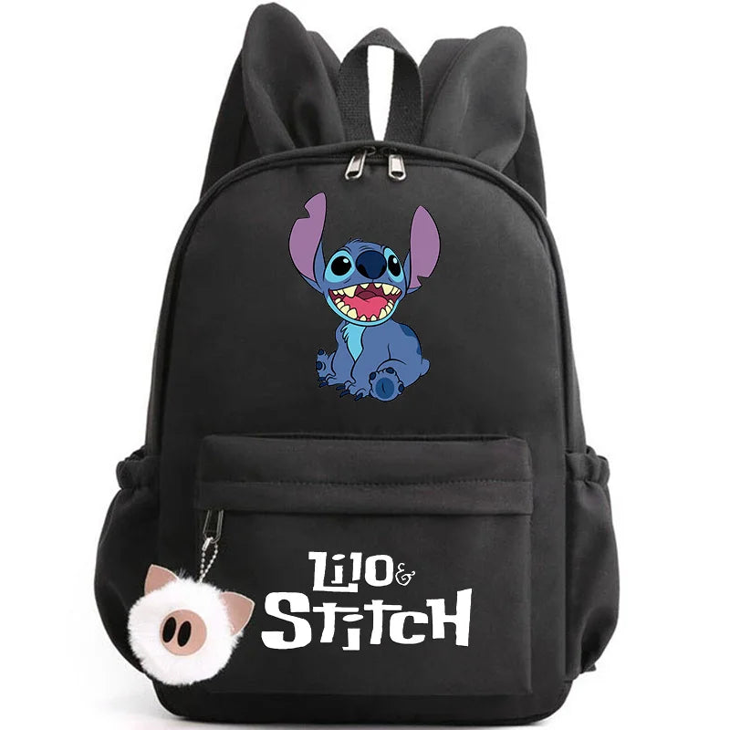 Mochila Disney Lilo Stitch para niñas, niños y adolescentes, informal, escolar, de viaje, con orejas de conejo