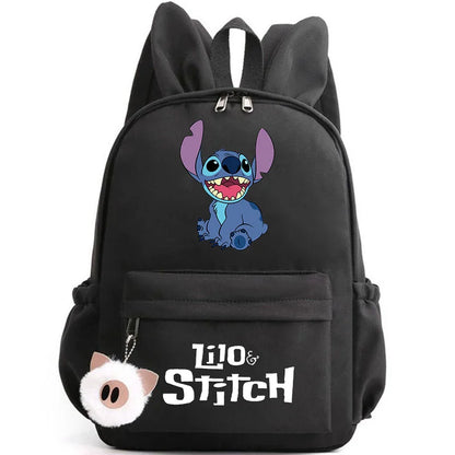 Mochila Disney Lilo Stitch para niñas, niños y adolescentes, informal, escolar, de viaje, con orejas de conejo