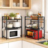 3-Tier Microwave Oven Rack Shelf Kitchen Countertop Oven Rack Expandable Seasoning Storage Rack Stand Storage Tableware Racks