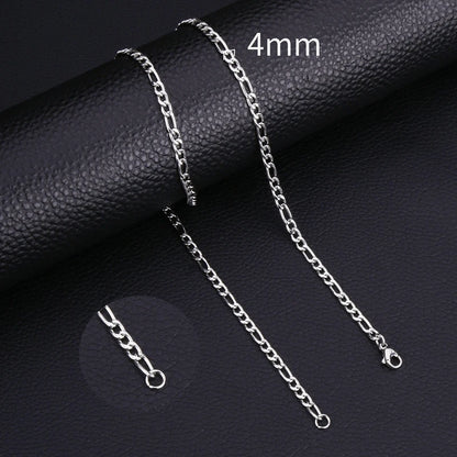 Collar HIYEE de cadena clásica de cuerda para hombre, ancho de 2/3/4/5 mm, cadena cubana tipo fígaro de acero inoxidable, joyería para hombre y mujer.
