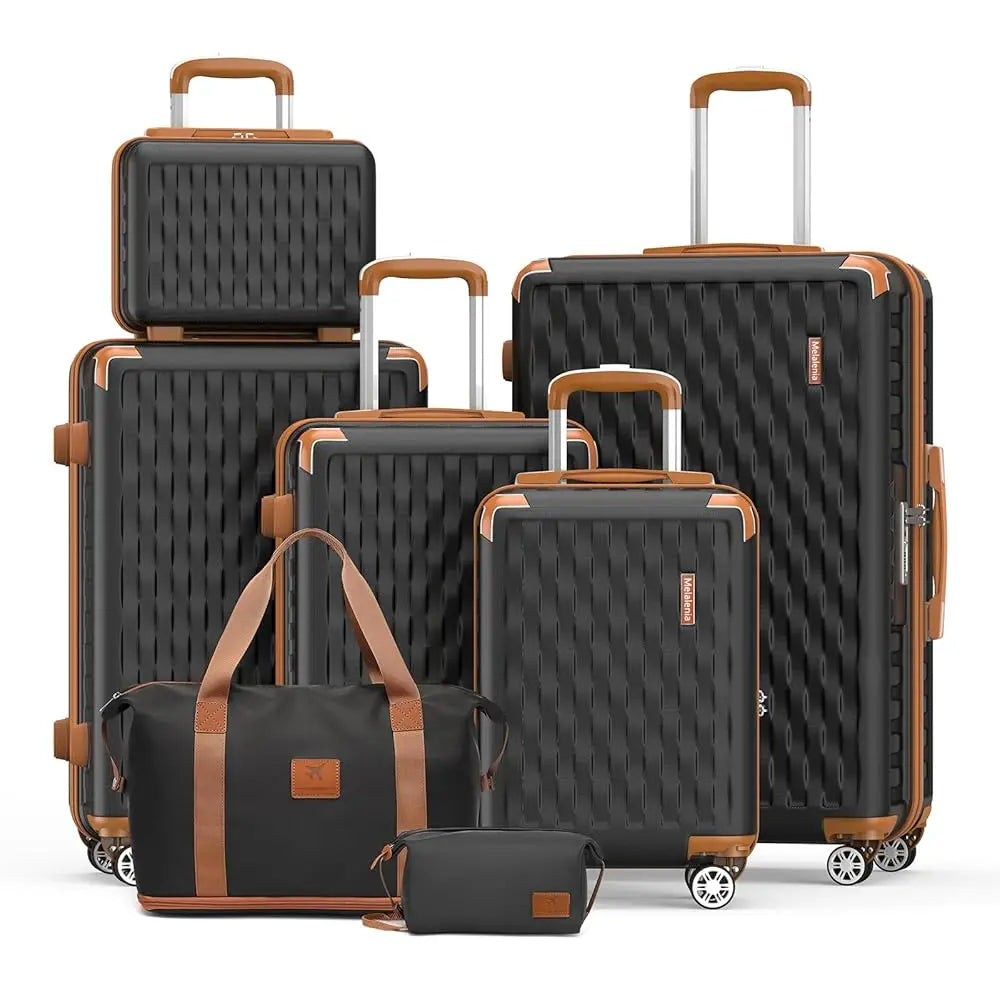 7ce Lightweight Durable Luggage Set, Family Travel Suitcase with TSA Lock and Smooth Spinner Wheels-Pie