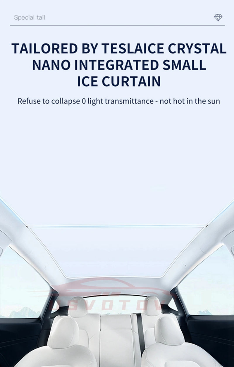 Parasol mejorado para Tesla Model Y 3 Highland, parasol anti-UV, visera protectora de techo, hebilla de tela para hielo, cubierta de refrigerador para tragaluz de vidrio