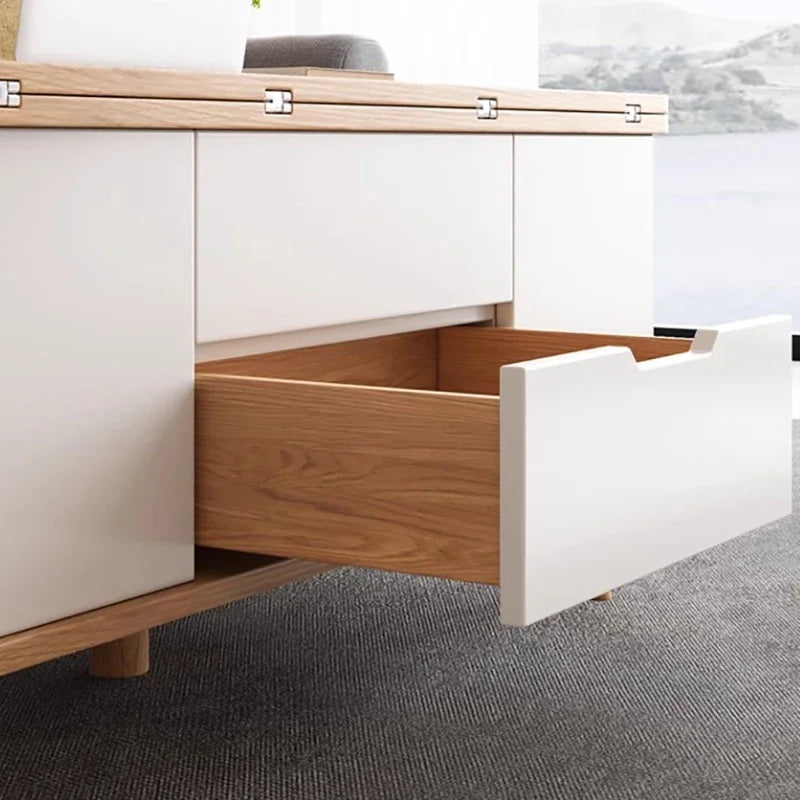 Mesa de centro elevable con almacenamiento Trau, blanca, alta, moderna, nórdica, minimalista, para apartamento, muebles para el hogar
