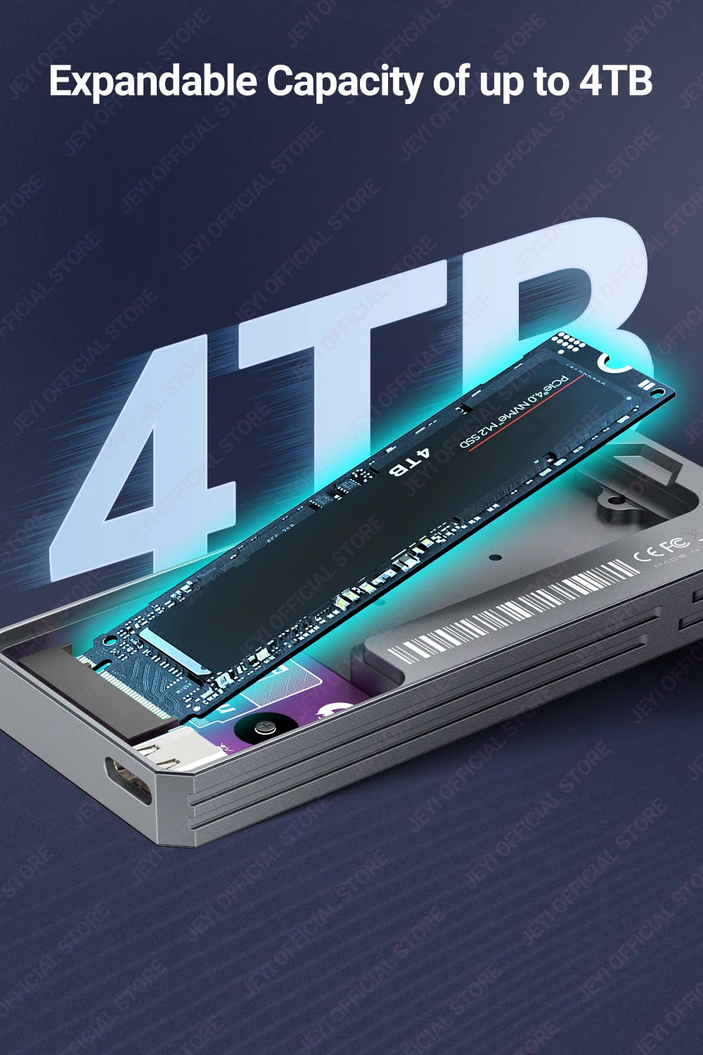 Carcasa para SSD JEYI M.2 2280 NVMe con chip RTL9210, compatible con USB 3.2, 10 Gbps UASP, carcasa para disco duro externo con carcasa de aluminio mecánico
