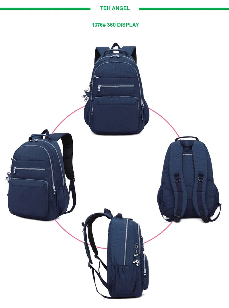 Popular Backpack Women Nylon waterproof bookbag Female Travel bagpack Climbing Packbag Multiple pockets Schoolbag Girls tote
