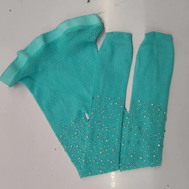 Medias de rejilla de moda para niñas, con encaje hueco y purpurina de diamantes de imitación, de verano 