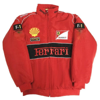 European American 2024 Spring Autumn New Cross Border Amazon F1 Rally Color Blocked Embroidered Long Sleeved Motorcycle Jacket
