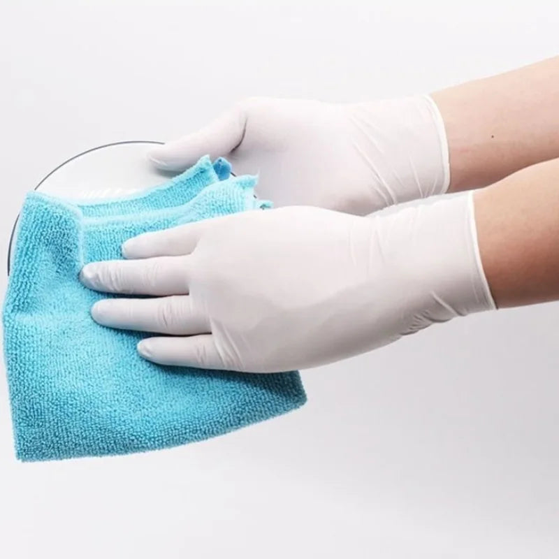 30/60/100 pçs luvas de nitrilo branco descartável doméstico à prova dwaterproof água luvas de nitrilo cozinha lavar louça pet banho ferramentas de limpeza