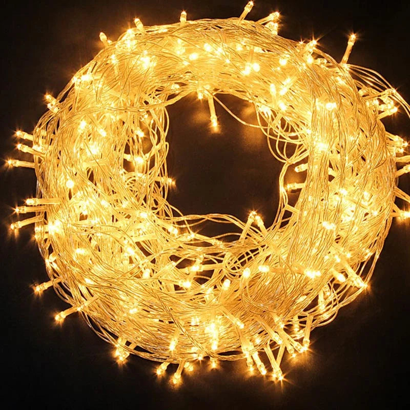 Guirnalda de luces LED de 10 m, 30 m, 50 m y 100 m, para decoración de árbol de Navidad, bodas, luces de hadas impermeables para interior y exterior, 220 V, UE. 