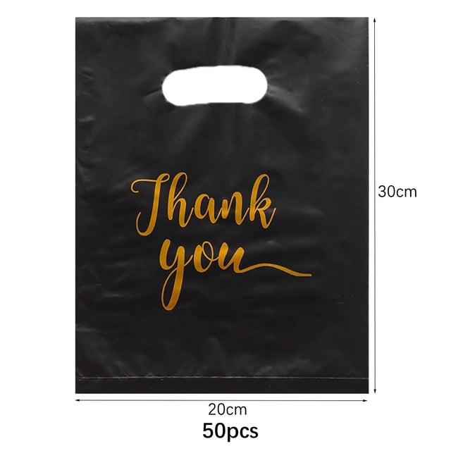 Thank You Plastic Gift Bags, Wedding, Birthday, Guest, Gift Wrap, Small Business, Candy, Pastry Store Packaging, 100 Pcs, 50 Pcs, 10Pcs 