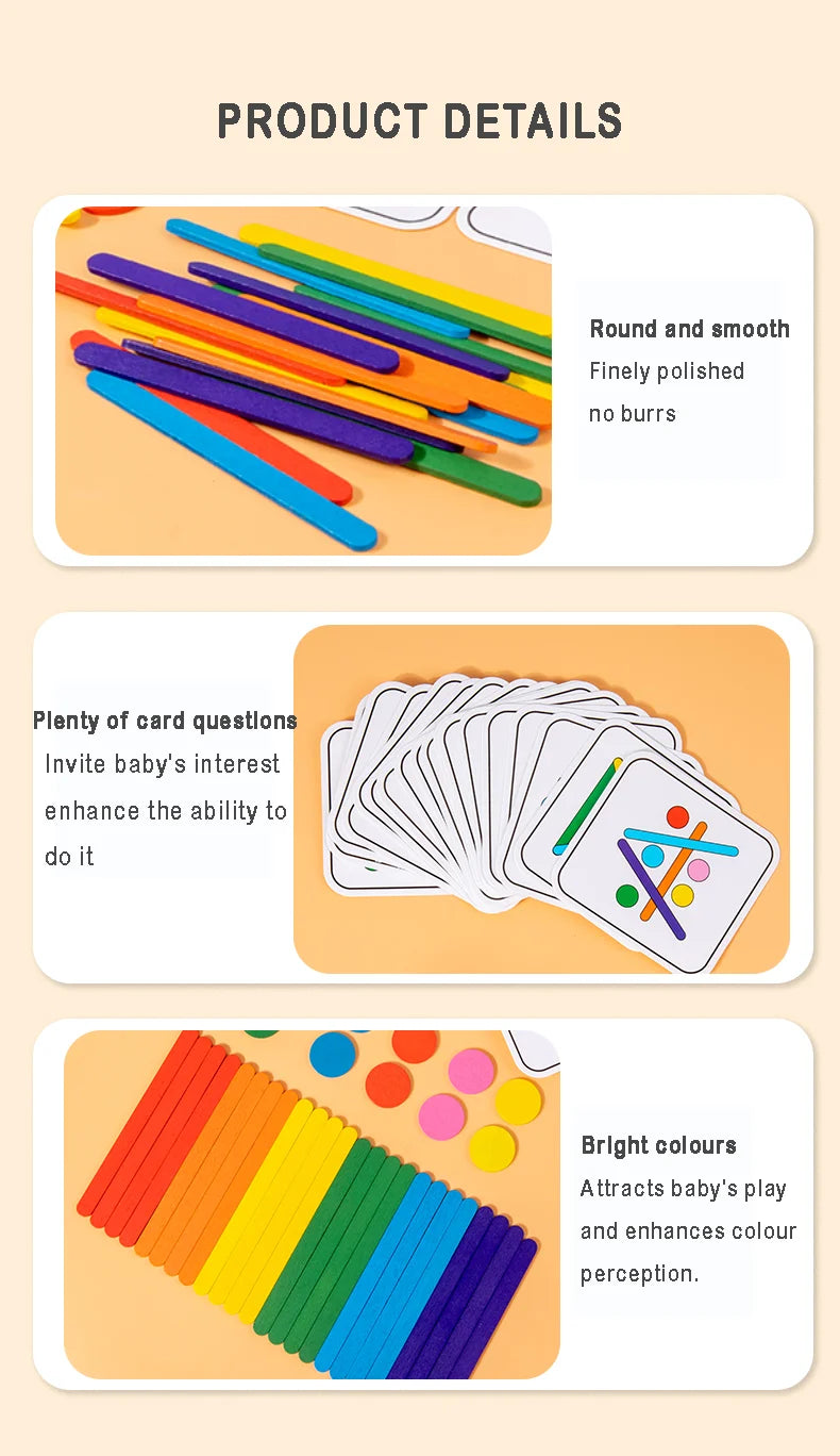 Early Learning Cognitive Rainbow Stick, Children's Color Matching Puzzle, Math Enlightenment, Puzzle Games, Montessori Block Toy