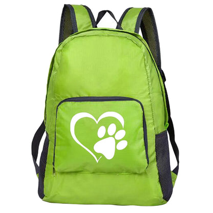 Outdoor Travel Lightweight Portable Foldable Backpack Love Print Folding Green Bag Ultralight Pack for Women Men Hiking Daypack