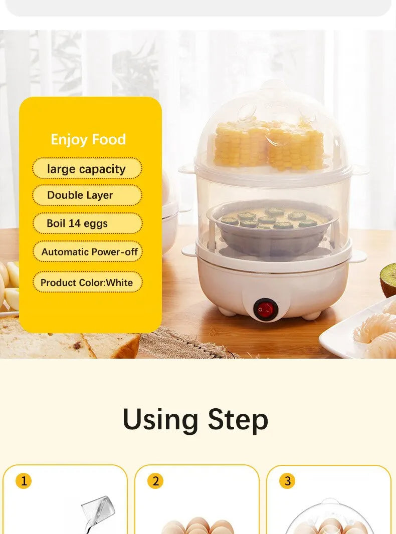 Electric egg cooker kitchen breakfast machine new multi-functional 220V double layer egg cooker mini steamer egg cooker
