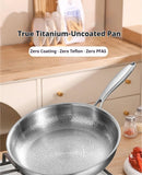 26/28/30cm German Pure Titanium Frying Pan Non-stick Frying Pan Uncoated Fish Scale Hammer Pattern Titanium Alloy Cookware