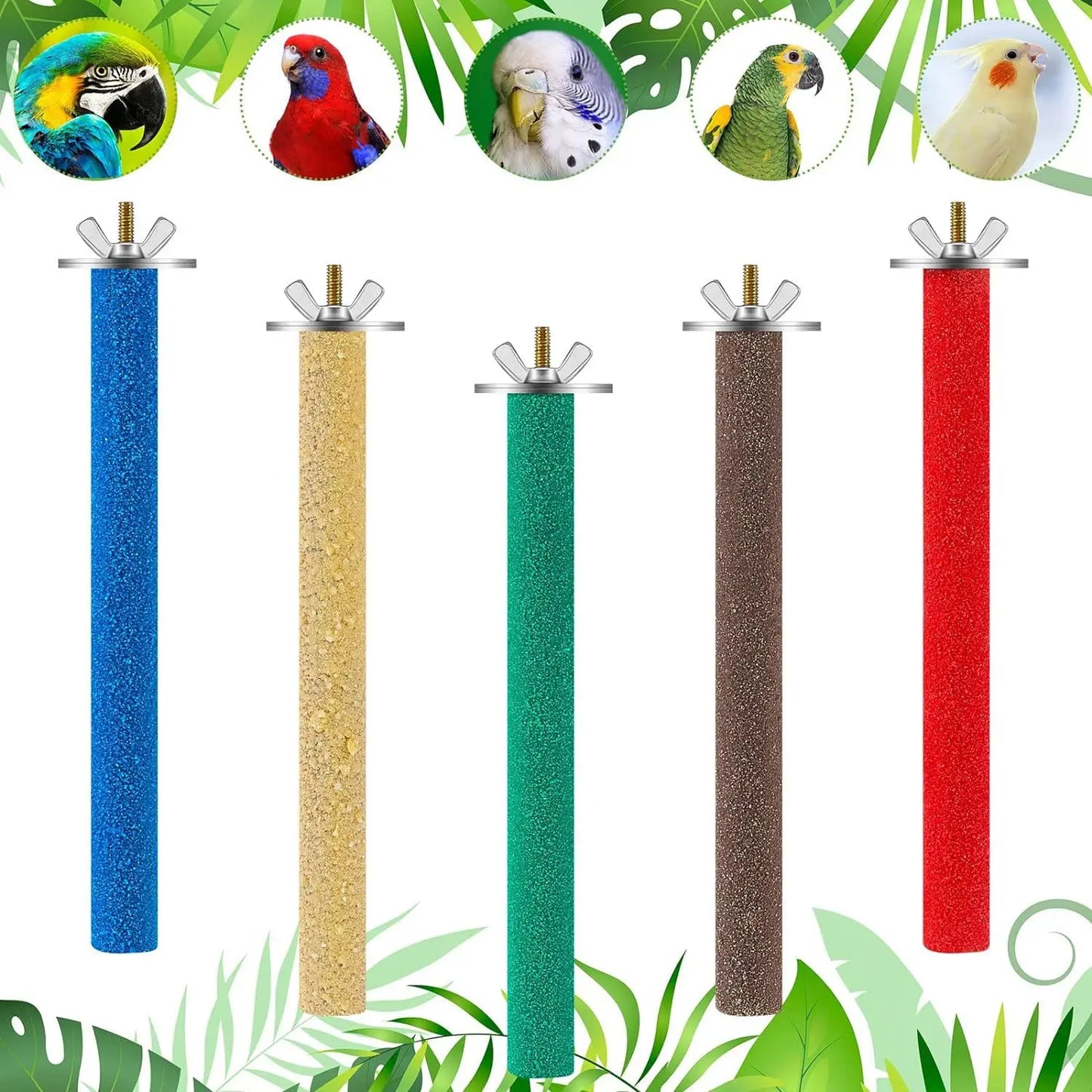 Barra para afilar picos y garras de pájaro, palo de pie, estación para loros, suministros para pájaros, soporte para afilar garras de loro, accesorios para jaulas