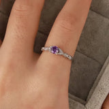 Silver light luxury style amethyst zircon women's ring European and American simple fashion gem temperament ring