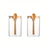 1/2/3/4pcs Airtight Glass Jars with Bamboo Lids and Spoons 18oz Transparent Glass Bulk Food Storage Jar for Spices, Beans, Tea