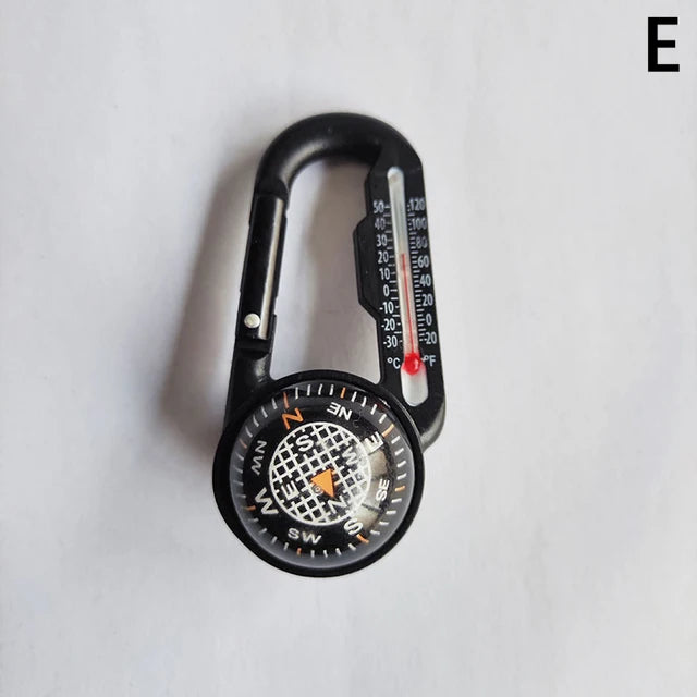 Mini Compass Mosquetão Keychain com Termômetro, Caminhadas Acessórios, Mochila, Acampamento ao ar livre, Fivela de Montanhismo