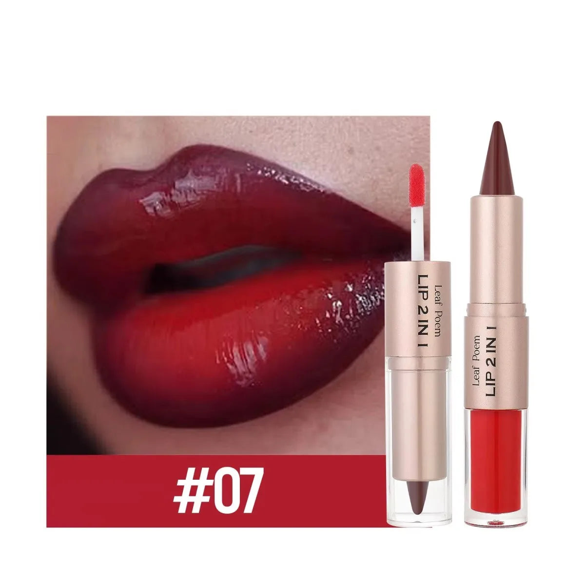 2IN1 Tapered Gradient Lipliner Pen Nude Brown Mirror Glass Lip Gloss Matte Lip Liner Waterproof Lip Contour Non Stick Makeup