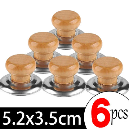Universal Pot Lib Knobs Caps Wooden Heat-Resistant Cooking Pan Lid Covers Replacement Lifting Handle Kitchen Cookware Handgrip