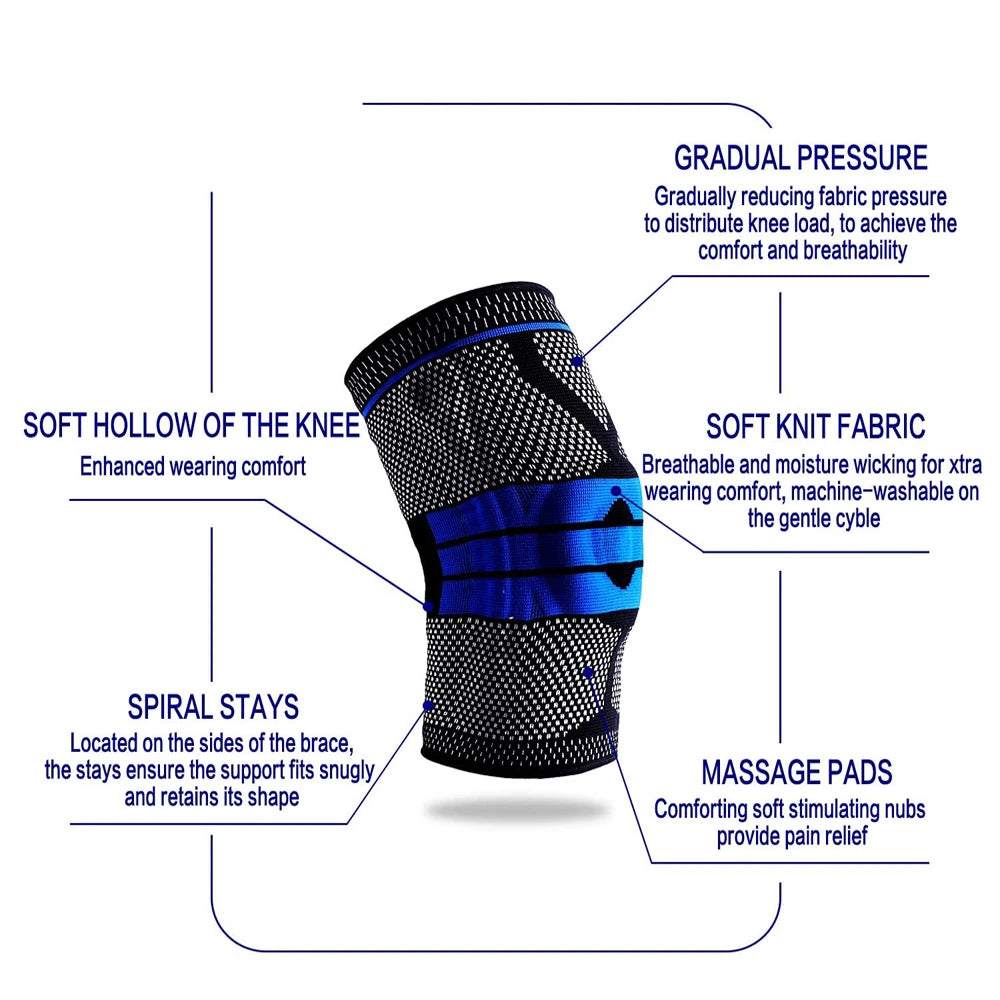 Silicone Padded Knee Pads Supports Brace Basketball Fitness Meniscus Patella Protection Kneepads Sports Safety Knee Sleeves
