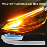 Hot！NEW 2Pc 30cm Car DRL Flexible Waterproof Headlight LED Strip Universal Auto Headlights Turn Signal Yellow Brake Flow Lights
