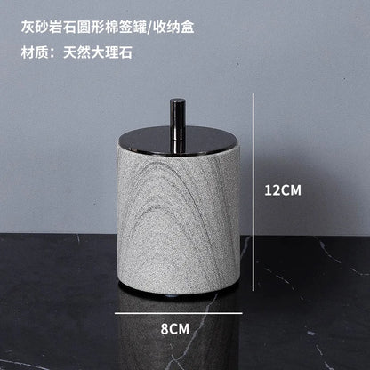 Nordic natural grey marble bathroom accessories Soap dispenser cotton swab jar tissue box soap dish tray bathroom decoration