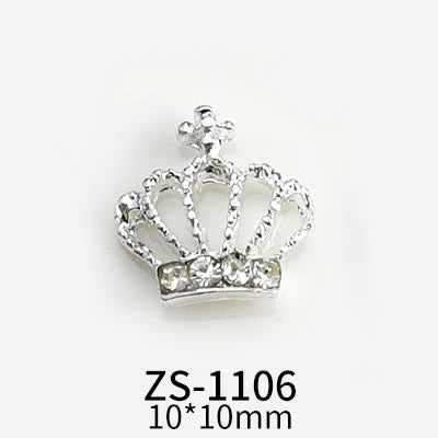 10pcs New Crown Alloy Zircon Nail Art Charms Silver Shiny Crystals Jewelry Hot Sale Nails Decoration 3D Manicure Accessories %2