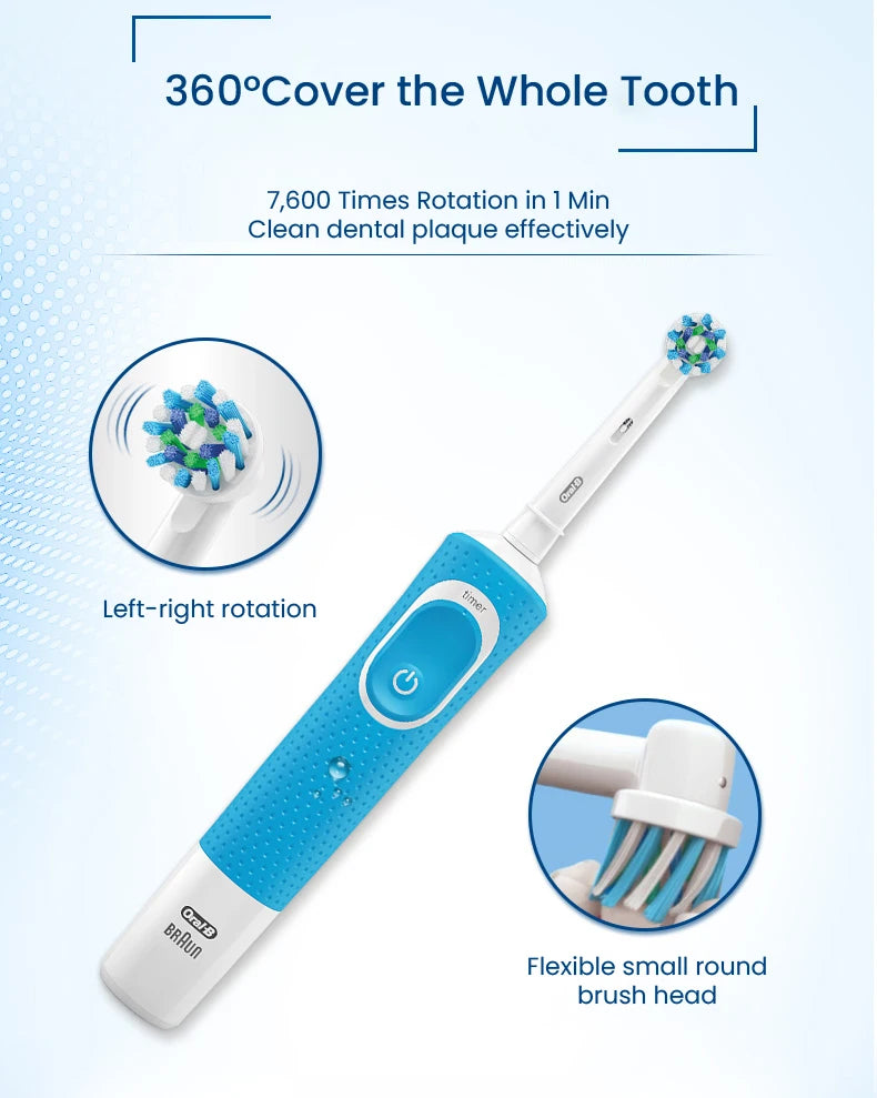 Oral B Vitality Cross Action Electric Toothbrush Rechargeable With 2 Minutes Timer Rotation Clean White Teeth Black/White Brush