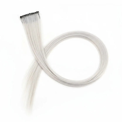 Stripe Printed Clip in Hair Extensions Colorful Synthetic Hair Highlights 18 Inches Straight Wig Hairpieces for Daily Use Party