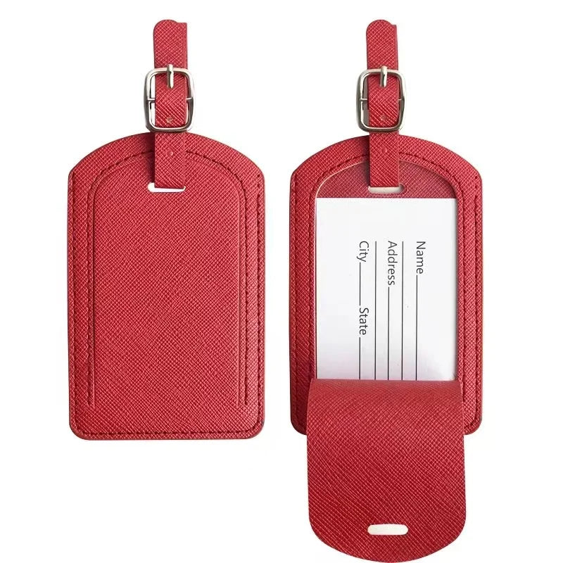 Custom Letters Saffiano PU Leather Luggage Tag Wholesale Personalize Initial Travel Accessories Women Men Suitcase Name Card Tag