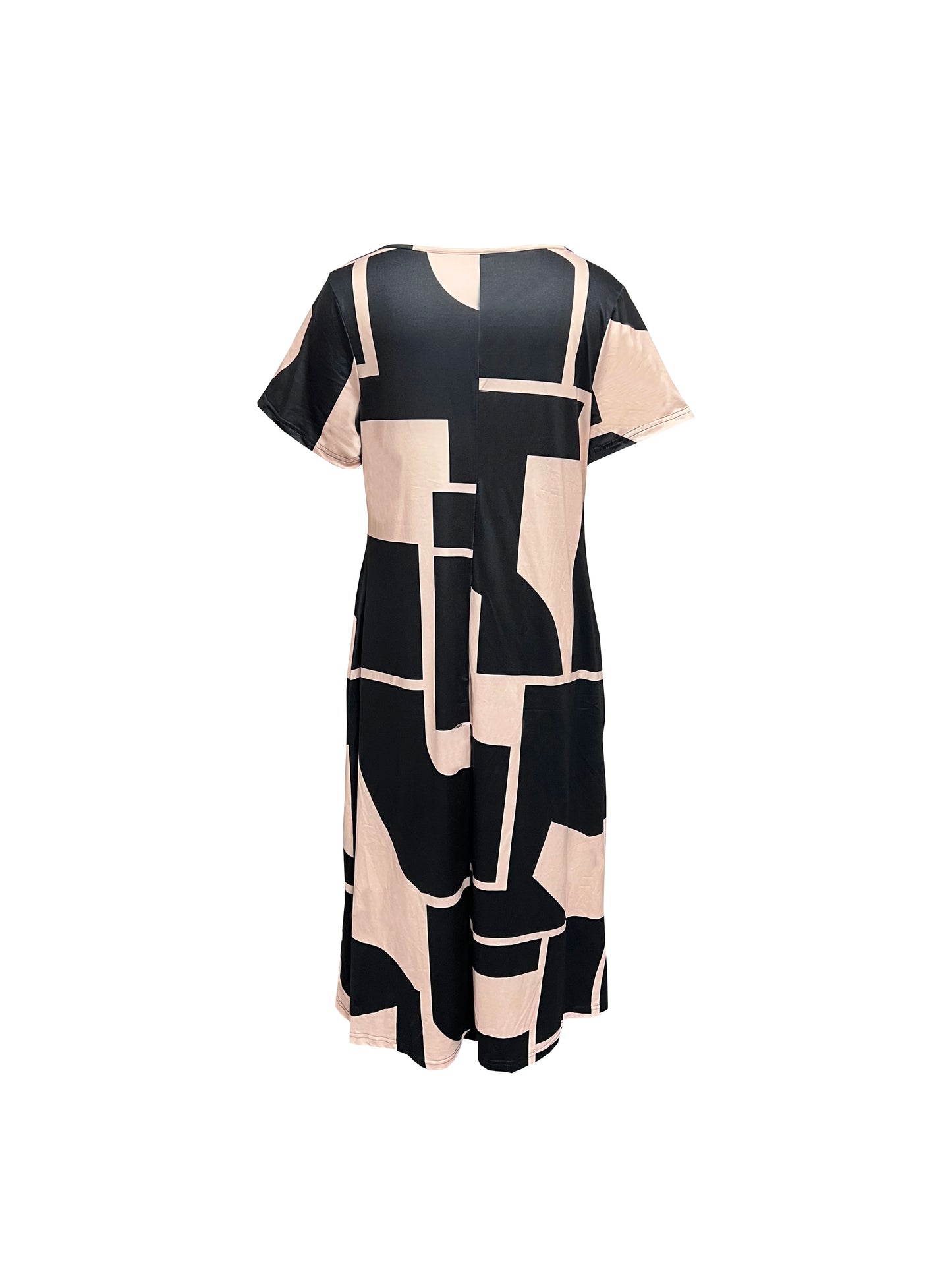 Vestido informal holgado de manga corta con flores, talla grande, de AliExpress, disponible en Europa y América (2024) 