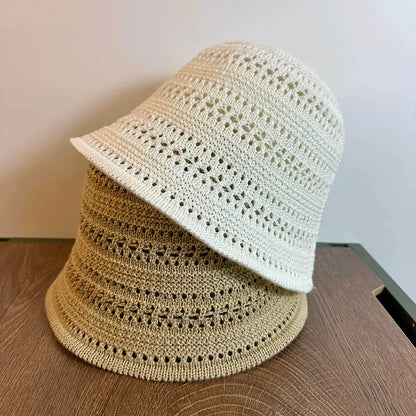 Summer Bucket Hat Fisherman Hat Women Hollow Out Sun Hat Outdoor Casual Versatile Panama Hats Crochet Foldable Caps Beach Cap