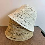 Summer Bucket Hat Fisherman Hat Women Hollow Out Sun Hat Outdoor Casual Versatile Panama Hats Crochet Foldable Caps Beach Cap