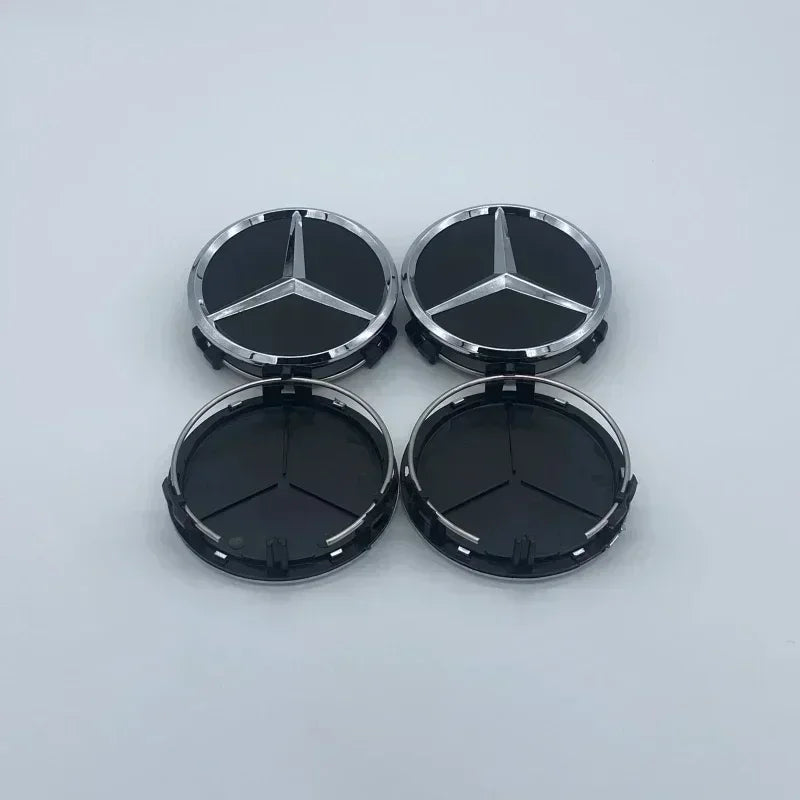 4Pcs/set 75MM/60MM Car Wheel Center Hub Cap Covers For Mercedes Benz  Black Badge Rim Cover Auto Style Decorate Accessories