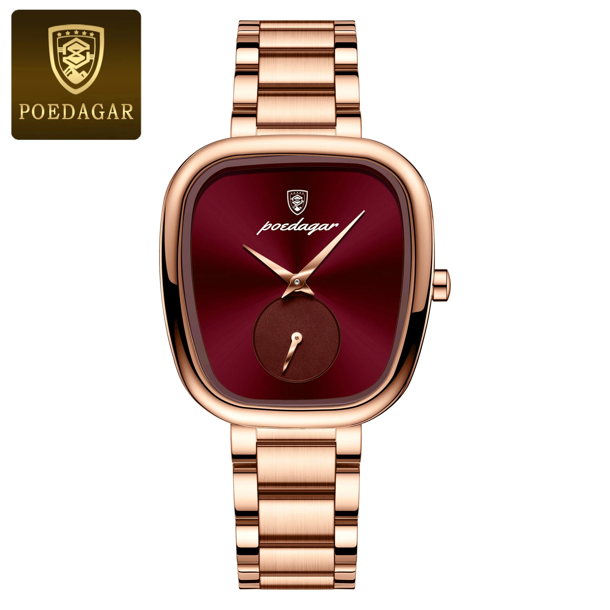 POEDAGAR Reloj de lujo para mujer, resistente al agua, de acero inoxidable, de cuarzo, de alta calidad, elegante